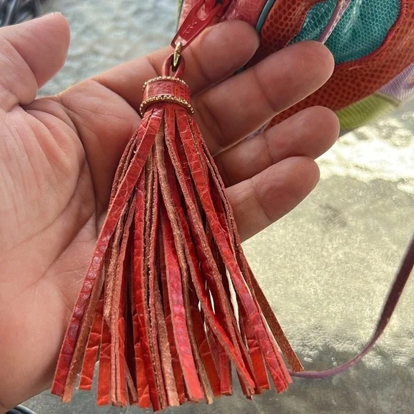 ✨ Vintage Sharif Multicolor Patchwork Leather Crossbody Bag Tassel Festival Boho - Picture 11 of 12